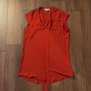 Red Chiffon Sleevless Blouse